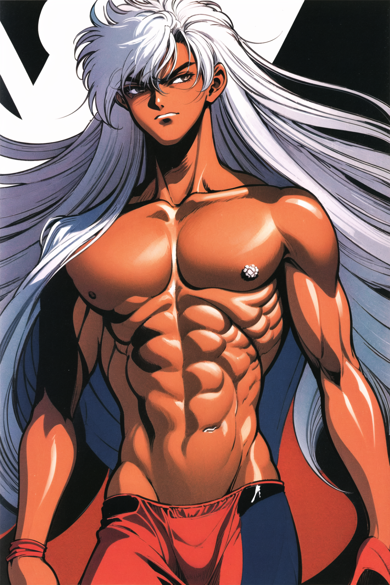 06151-968449217-Kazushi Hagiwara,1boy, male focus, long hair, solo, topless male, white hair, very long hair, navel, dark-skinned male, retro ar.png